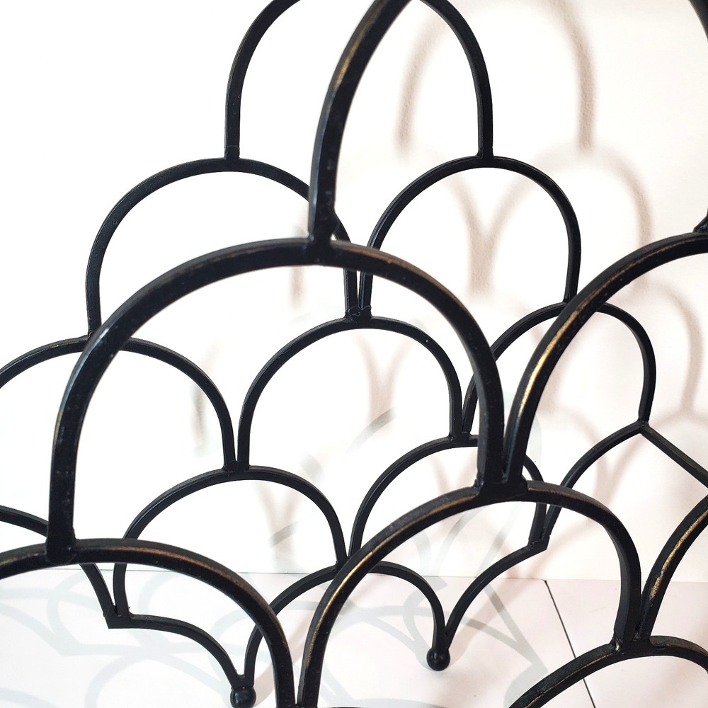 Black Wrought Iron 8-Bottle Freestanding Arch Wine Rack Countertop Display Stand - Picture 3 of 9